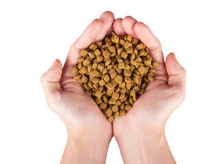 Handful of dry animal food.