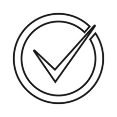 Check thin vector icon on white background