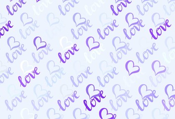 Light Purple vector template with doodle hearts.
