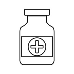 Pills bottle thin vector icon on white background