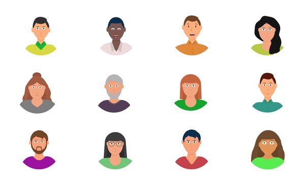 A set of avatars of people. Images of different men and women.