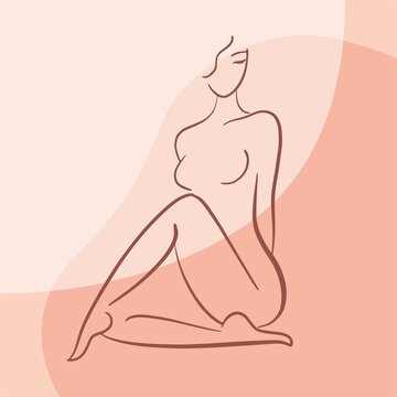 recommend clip art: Art print, attractive sitting woman, line drawing