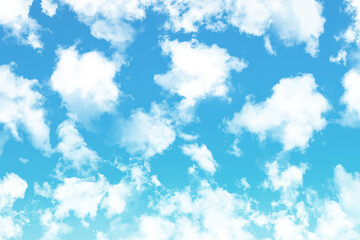 Fototapeta na wymiar Scattered white texture cumulus clouds in blue sky.