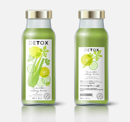 Herb, vegetable and fruit detox. Cucumber, lemon and celery mix. Beautiful transparency whole and cut fruits.