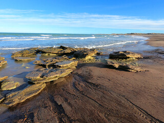 Stones on the beach near the Argentine town of Las Grutas