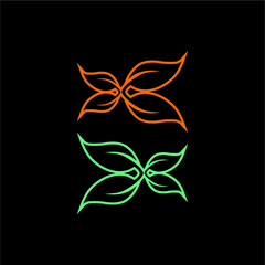 abstract flower green orange yellow logo design