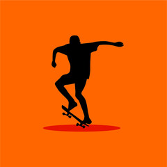 Fototapeta na wymiar skateboard player silhouette vector image