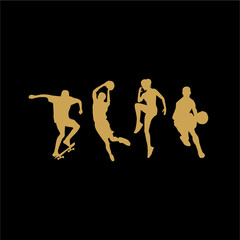 Vector set of Basketball players silhouettes, Basketball silhouettes