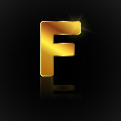 Creative Gold F logo icon art illustration