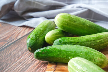 Cucumber on brown wood table