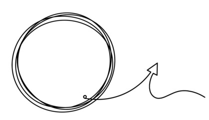 Circle with signs as line drawing on white background