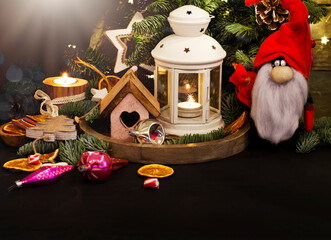 Christmas decoration on dark background.