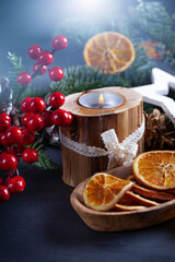 Christmas decoration on dark background.