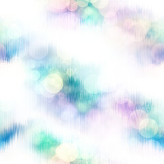 Seamless pale pastel tie dye bokeh texture. Soft tone on tone summer repeat background with washed out sun bleached ink dyed effect. 