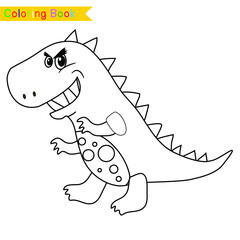 Coloring Page Dinosaurs Edition. Dinosaurs Color Book. Dinosaurs worksheet page. Educational printable colouring worksheet. Fun activity for kids. Vector illustration.