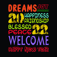 New year wishes typography design files. t-shirt design, mug design, beg design files