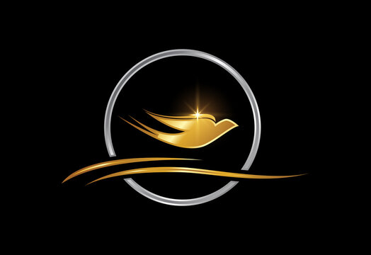 recommend clip art: Flying bird into a circle logo, bird logo design