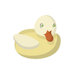 Duck, childish simple illustration in yellow pastel colors