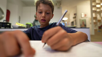 Boy doing homework focused in exam preparation