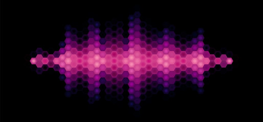 Audio or music shiny sound waveform with hexagonal filter