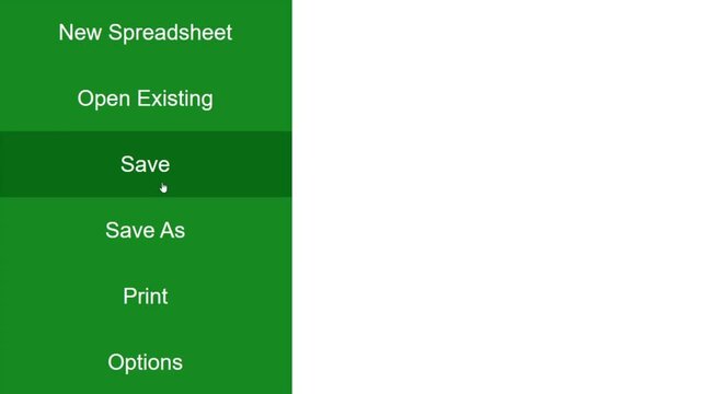 Cursor Slides Over and Clicks Save Spreadsheet. Mouse Pointer on Device Computer Monitor Screen Clicking Saving Worksheet File For Company Business Assignment or School Education Project.