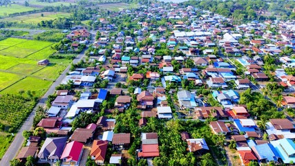 Obraz premium Top view city. Top view town. Top view Landscape.