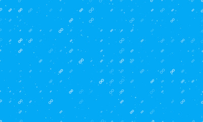 Fototapeta premium Seamless background pattern of evenly spaced white astrological opposition symbols of different sizes and opacity. Vector illustration on light blue background with stars