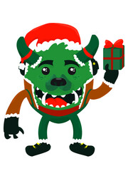 Obraz premium green Christmas monster