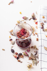 Natural herbal tea. Vitamin red tea in turkish mug