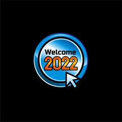 Symbol or icon to welcome 2022 with gradient color design