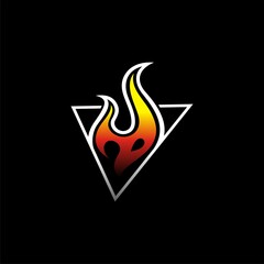 Fire symbol or flame icon design isolated on black background