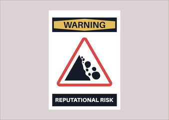 A warning sign depicting reputational risks and their consequences, throwing rocks at someone's career