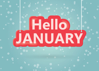 hello january banner and snowy background- vector illustration © chrupka