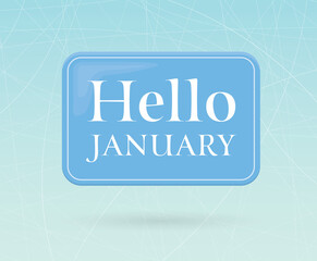 hello january banner on ice rink, winter texture- vector illustration