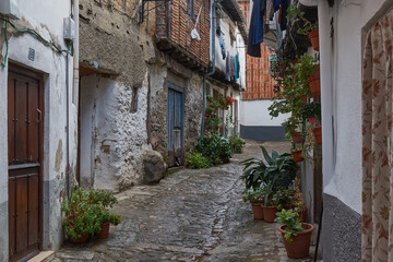 Street in the pretty town of Hervas in Caceres, Spain. 