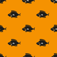Seamless vector pattern with black fishes