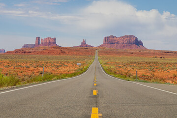 Fototapeta na wymiar Highway Leading to Scenic Monument Valley Tribal Park Utah