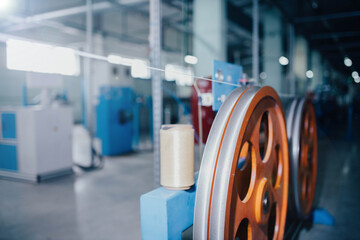fiber optic cable machine at a factory.