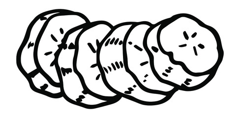 Vector illustration of engraved banana slice