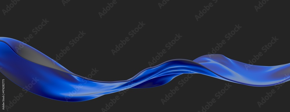 Poster blue wave abstract background 3d rendering flat design style
