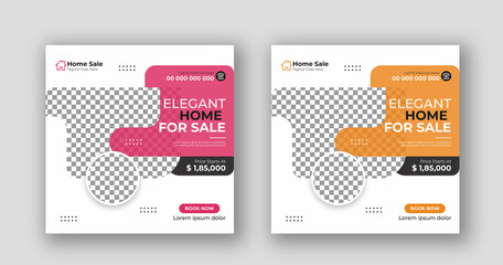 Business real estate social media post square flyer banner template