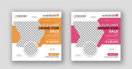 Business real estate social media post square flyer banner template