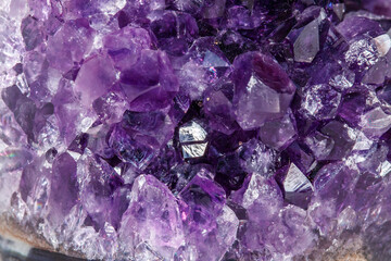 Amethyst Crystal Druse  macro mineral on white background