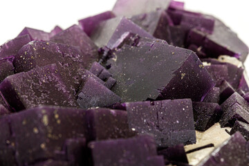 Macro stone mineral Fluorite on a white background