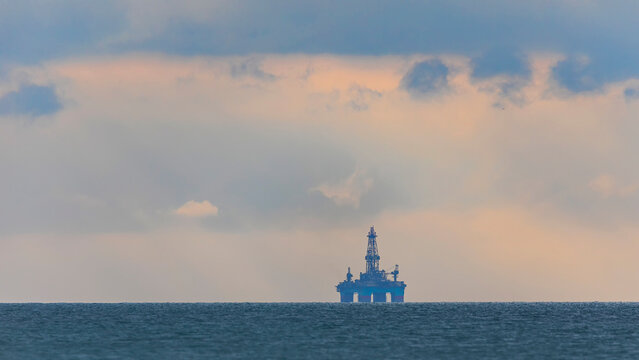 Deepwater Oil Platform On The Horizon At Sea