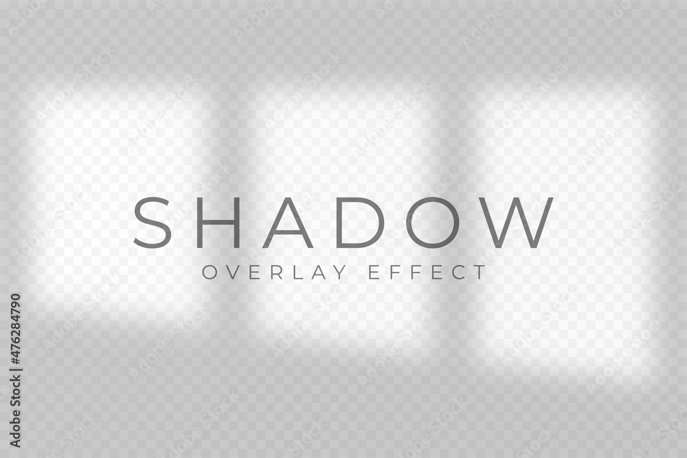 Poster Shadow overlay effect. Transparent soft light and shadow from window frame and blinds. Mockup of transparent shadow overlay effect and natural lighting. Vector