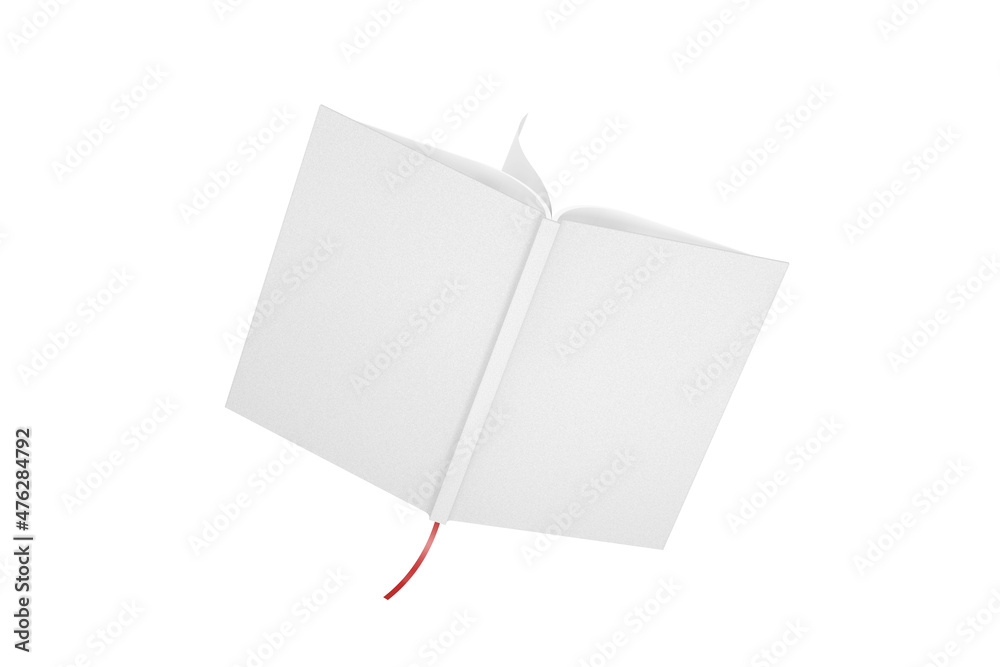 Aufkleber opened book mockup with white cover and free space for your design. 3d rendering
