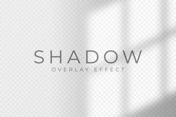 Shadow overlay effect. Transparent soft light and shadow from window frame and blinds. Mockup of transparent shadow overlay effect and natural lighting. Vector - obrazy, fototapety, plakaty