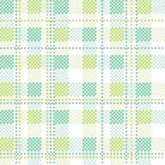 Pastel green seamless plaid tablecloth gingham or fabric pattern on the white background. Vector illustration.