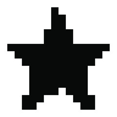 Black star icon pixel art. Vector illustration.